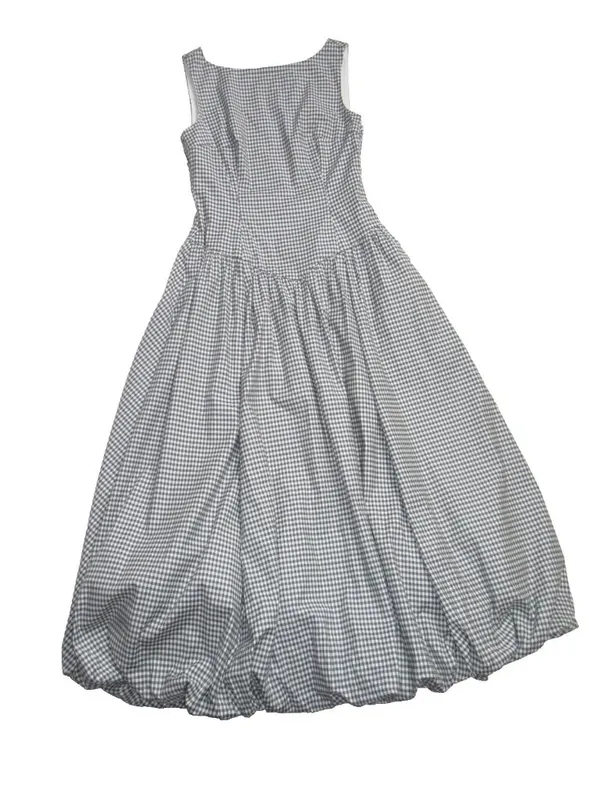 NWT Reformation Elvira in Slate Check Gingham Cotton Bubble Hem Midi Dress 6 - Image 5