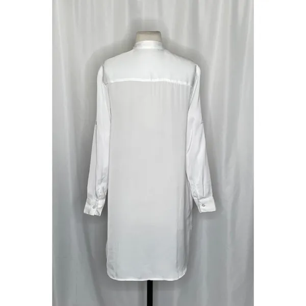 SUMMERSALT The Silky Luxe Short Effortless Shirtdress Cover-Up Solid‎ White XS - Image 8
