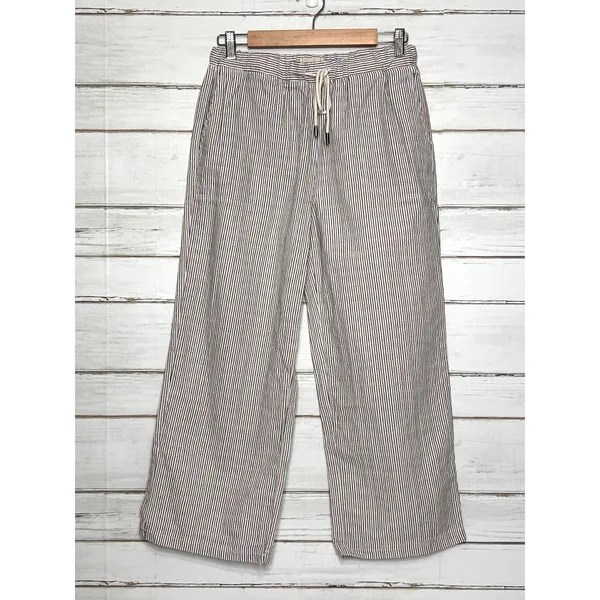 Thread & Supply Anita Striped Wide Leg Pants Size Small Cotton Drawstring - Image 2