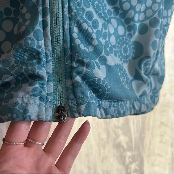 The North Face Fleece Lined TKA Stretch Zip Up Jacket Hoodie‎ Blue Floral Size L - Image 3