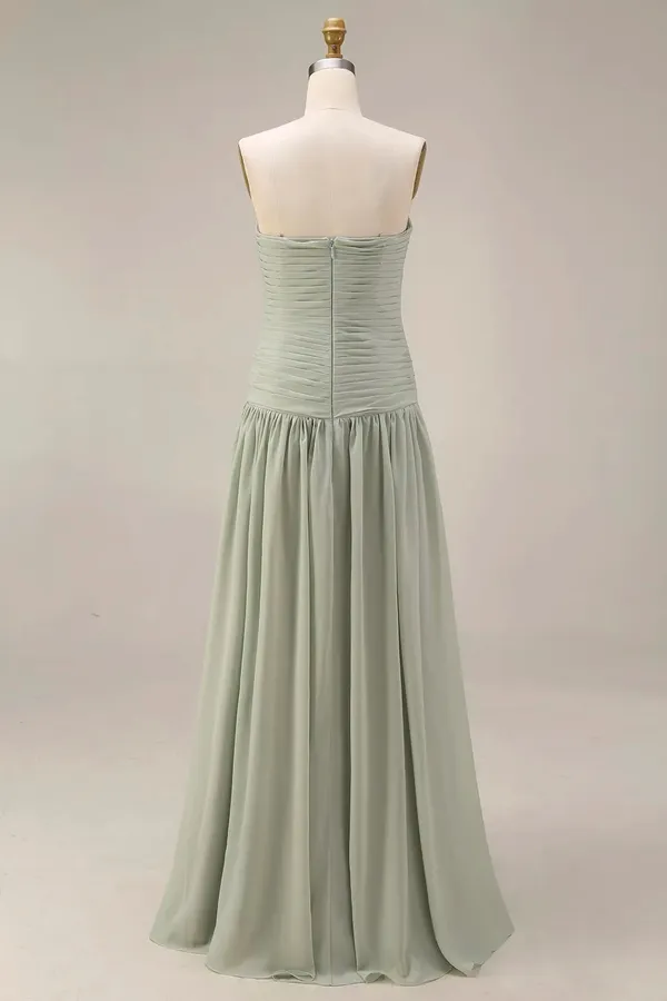 Mint Strapless Ruched Maxi Dress Green Size 2 - Image 3