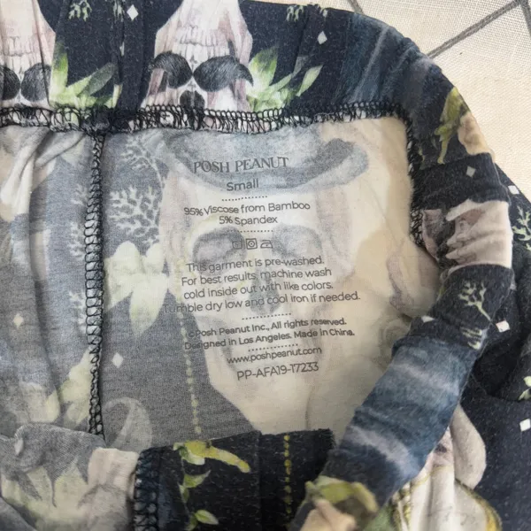 Posh Peanut‎ PJ Set Sm Black Steampunk Skull Top Hat Bamboo Viscose Loungewear - Image 8