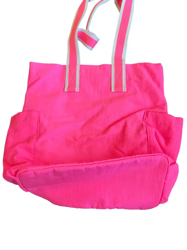 Universal Threads Canvas Structured Tote Bag Striped Straps Side One Size Women's - Image 8