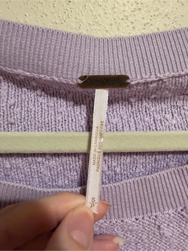 Free People Found My Friend Textured Pullover Sweatshirt Lilac Purple Small - Image 5