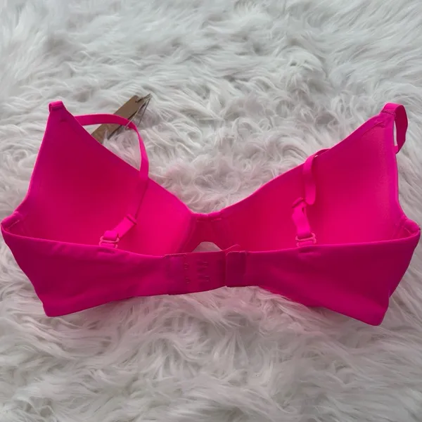 Skims Fits Everybody Scoop Plunge Bra Neon Pink Size 32DD - Image 5