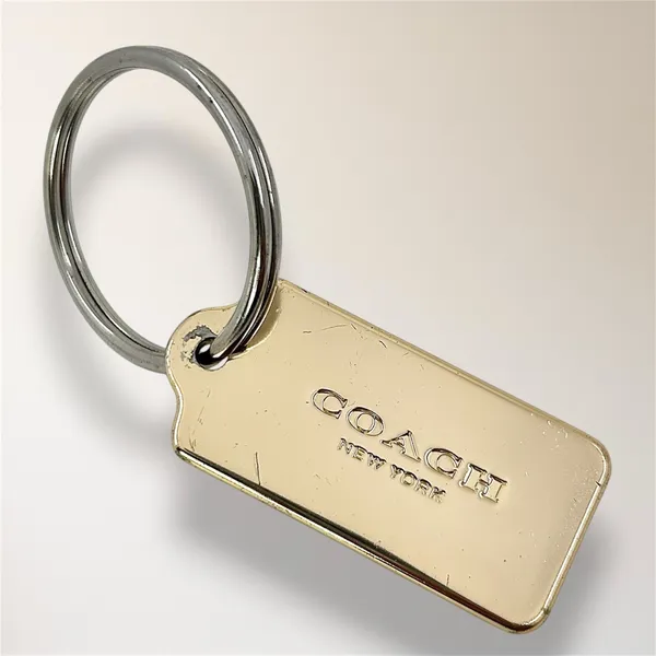 Coach New York Gold Tone Hang Tag Keychain Bag Charm‎ Fob Large Split Ring - Image 3