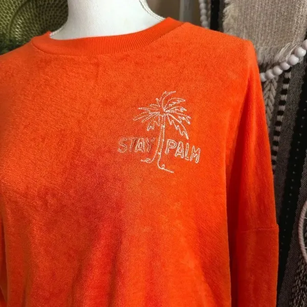 New with Tags Old Navy Stay Palm Cropped Long Sleeve Slub Knit Terry Sweatshirt - Image 5