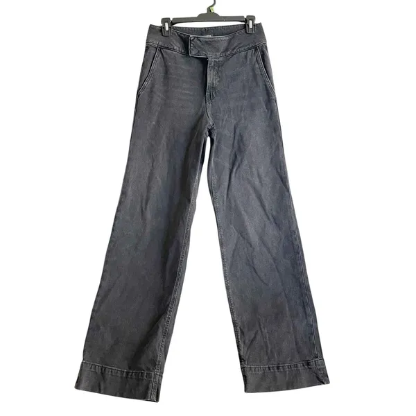 Express High Rise Wide Leg Trouser Jeans Sz 6 R Gray Denim Grunge Edgy Utility - Image 2