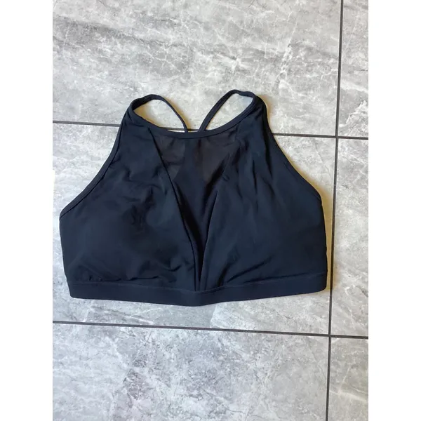 Halara NWOT Womens Black High Neck Mesh Racerback Sports Bra Size L - Image 2