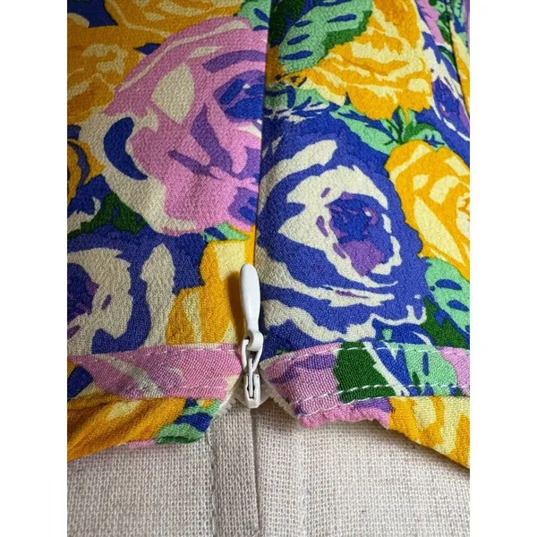 Zara Dress Women Medium Purple Yellow Floral Balloon Sleeve Corset Style‎ Mini - Image 10