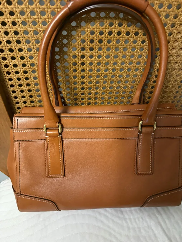 Vintage Coach Medium Hampton Leather Turnlock Carryall Satchel Acorn Brown 11047 - Image 2