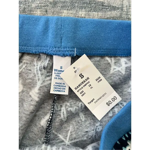 Target New! Blue White Hannukah Print Pajama Pants Women's Small - Image 3