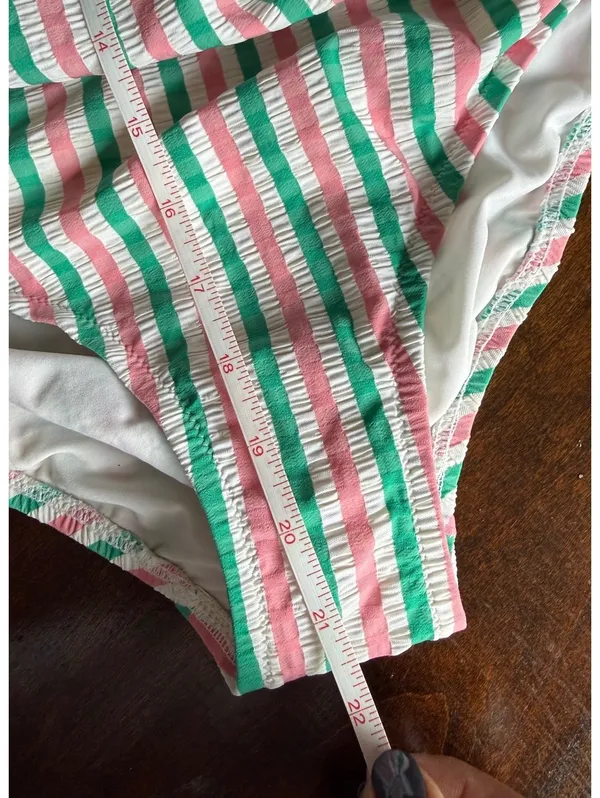J.Crew Women's One Piece Swimsuit Size 6 Pink Green White Striped - Image 8