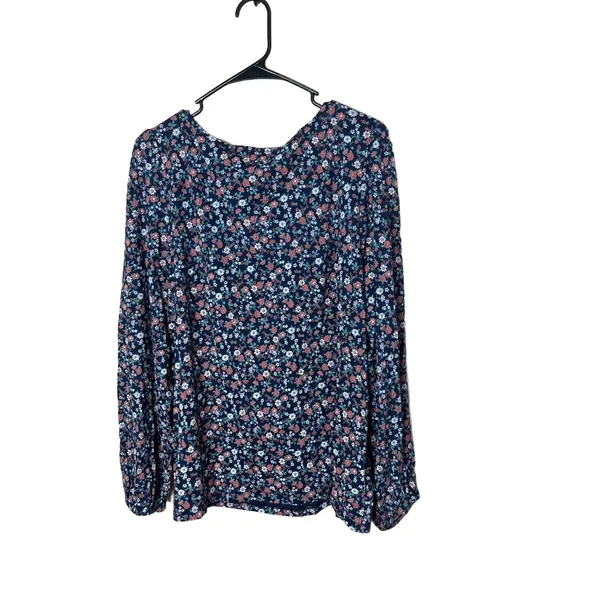 Lucky Brand Blue Floral Pattern Long Sleeve‎ Blouse XL - Image 4