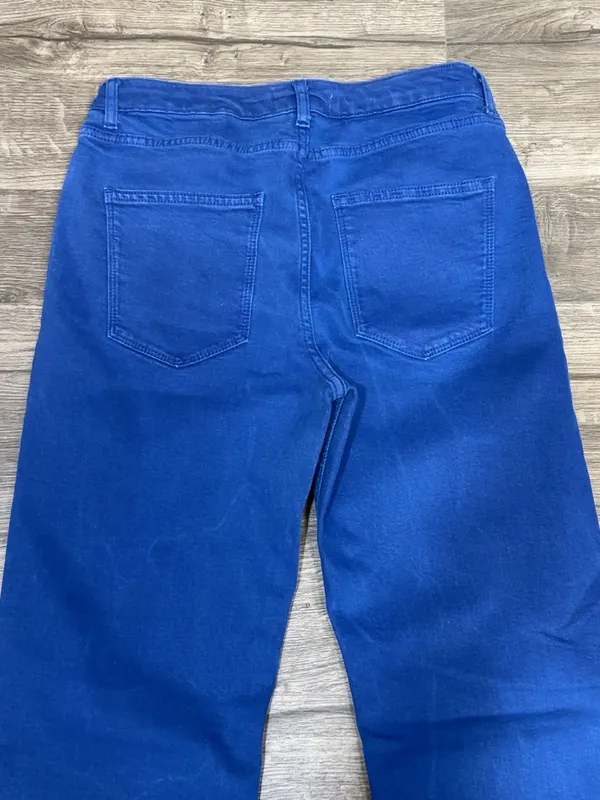 ZARA Women’s Blue High Rise Flare Jeans Raw Hem Size 10 EUR 42 - Image 7