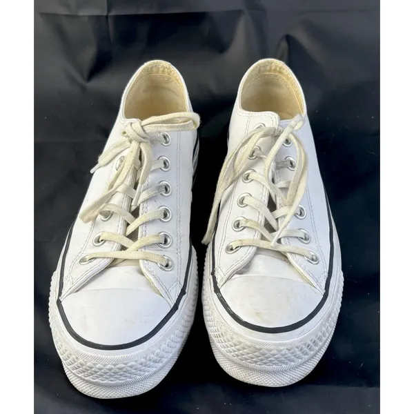 Converse Chuck Taylor All Star Low Top Leather Platform Sneakers White 7 Women’s - Image 2