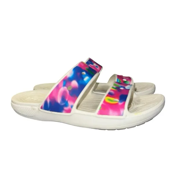 Crocs Classic Slide‎ Sandals Tie Dye Cherry Graphic Women's 9 Men's 7 - Image 7