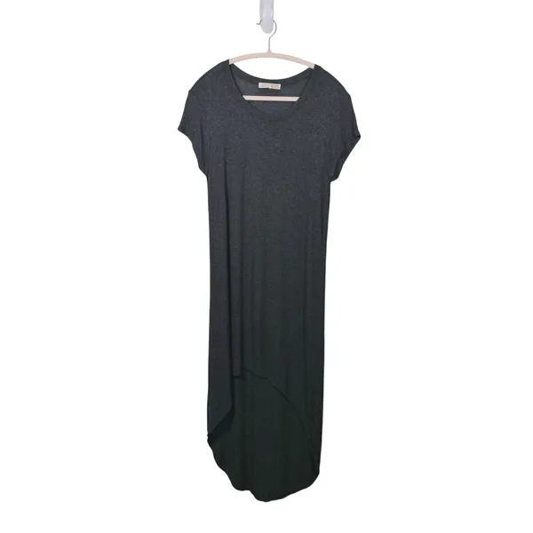 Joah Brown Ribbed High Low Midi Dress Womens S/M Gray Casual Granola Minimal - Image 2