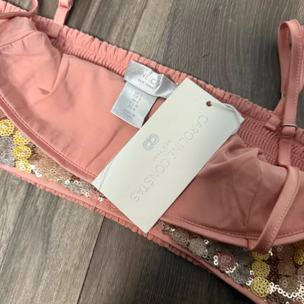 NWT CAROLINE CONSTAS Sequin Crop Top & Skirt Set Pink Size 2 - Image 10