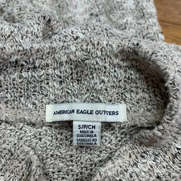American Eagle‎ Mock Neck Sweater Knit Pullover Cross Front Beige Womens Small - Image 5
