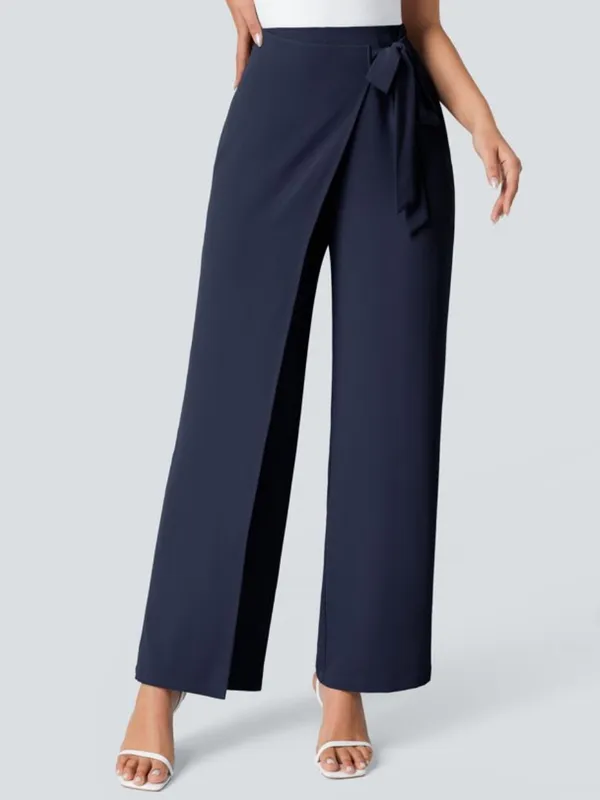 Halara Flex High Waisted Wide Leg Pants Tie in Peacoat Navy Blue Small Tall New - Image 3