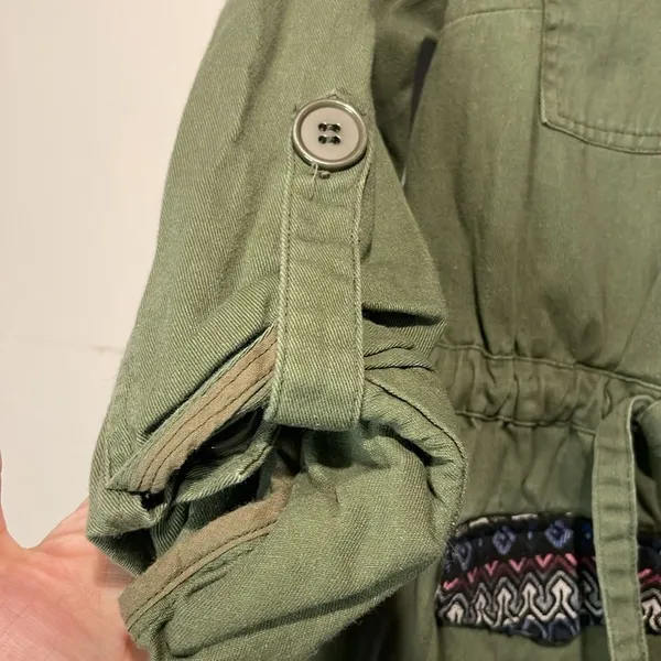 ModCloth- Olive Green Capulet Embroidered Aztec Utility Anorak Jacket- Size S - Image 7