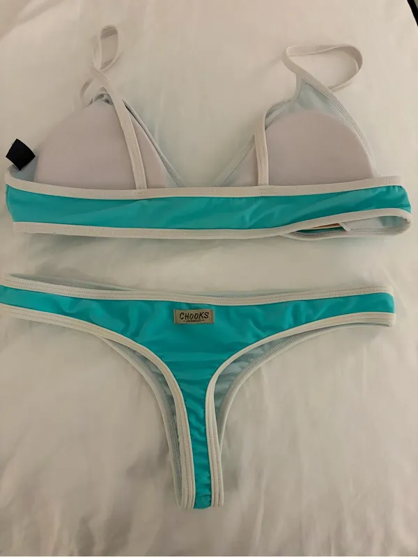 Boutine LA Teal Bikini Set with Cream Trim Blue Size M - Image 2