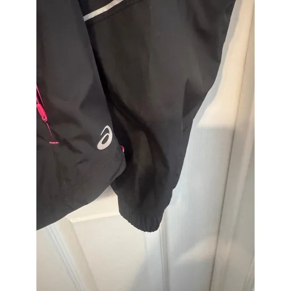 ASICS Jacket Women's Hooded Running Windbreaker Black Pink XS Full Zip NWOT - Image 4