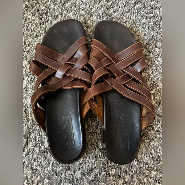 Timberland Women’s Brown Braided Leather Sandals Smart Comfort System Size 7.5‎ - Image 2