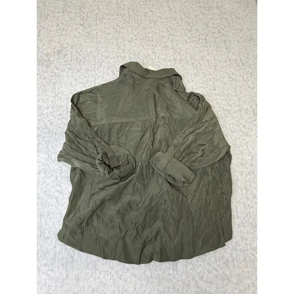 A New Day Womens XS Olive Green Utility Button Down Shirt Long Sleeve NWT.,. - Image 5