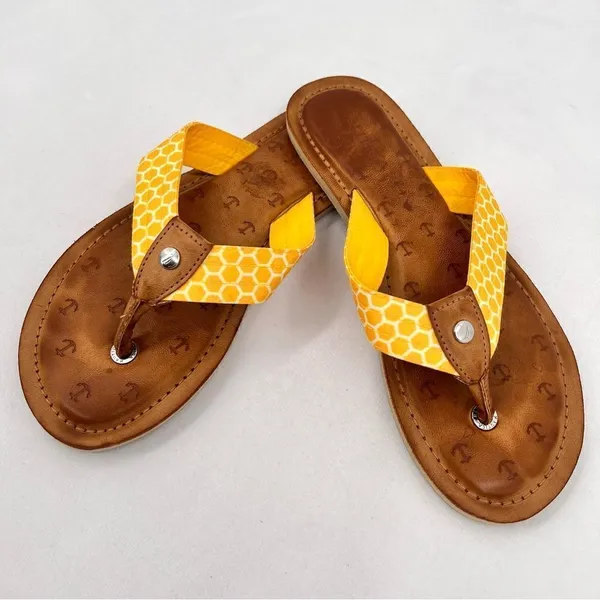 Nautica Gulf Breeze Yellow Honeycomb Fabric Straps Flip Flop Sandal Size 7 - Image 9