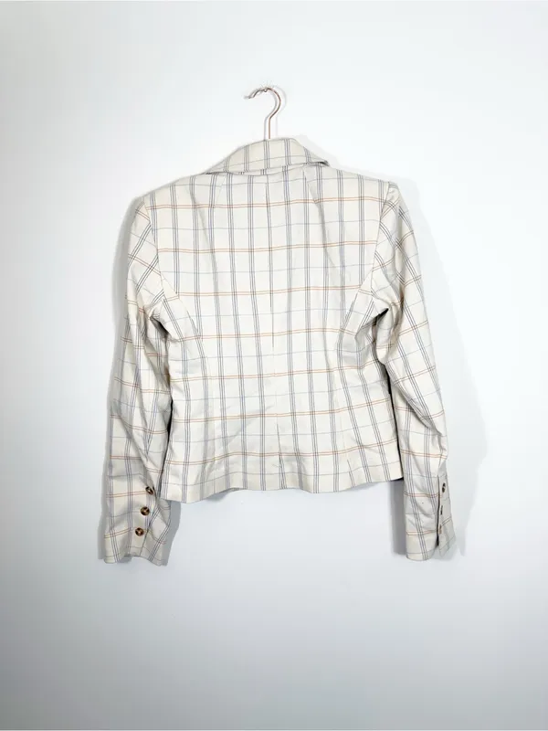 NWT Free People Whip Smart Classic Plaid Blazer Ivory Neutral XS - Image 5