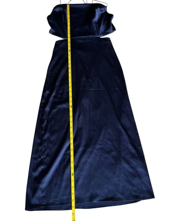 Lyaner Navy Blue Satin Midi Dress Cut Out Strappy Sexy Formal Wedding Event - Image 5