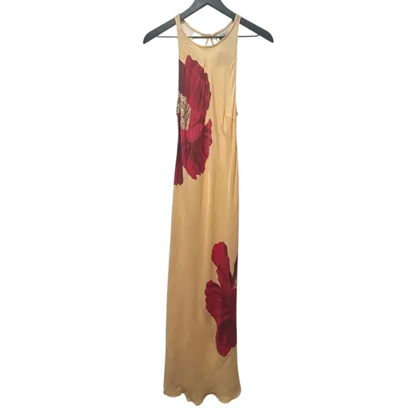 Farm Rio Poppy Flowers Maxi Dress Medium Yellow Floral Sleeveless Tropical Bold - Image 3