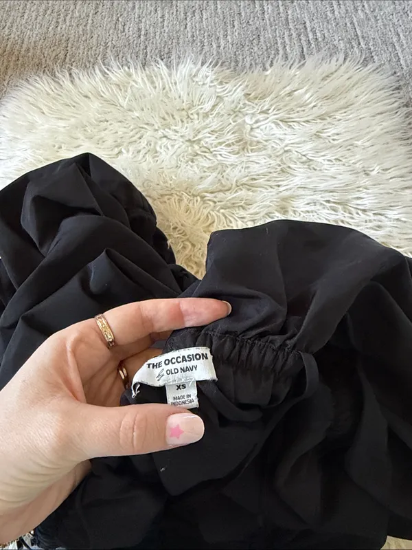 Old Navy The Occasion Taffeta Bubble Mini Dress Black - Image 3