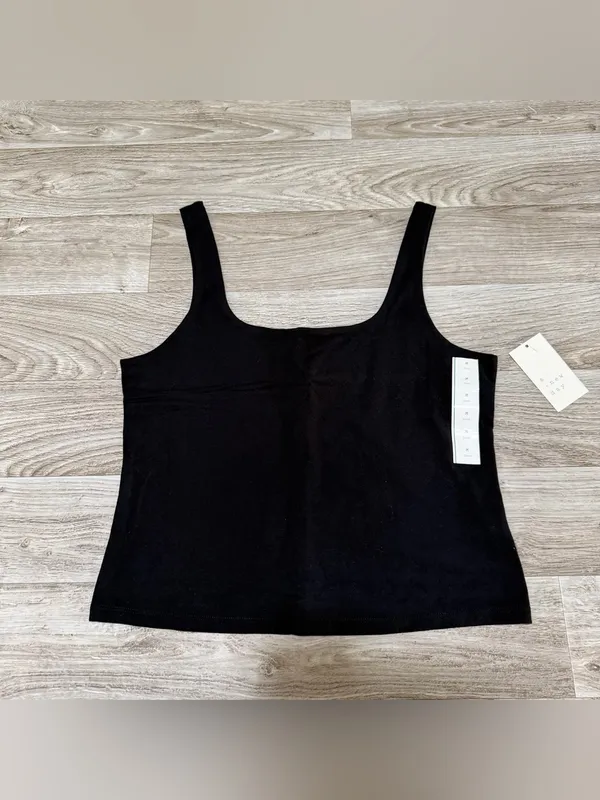 A New Day Women’s Black Sculpt Square Neck Tank Top Size Medium - Image 2