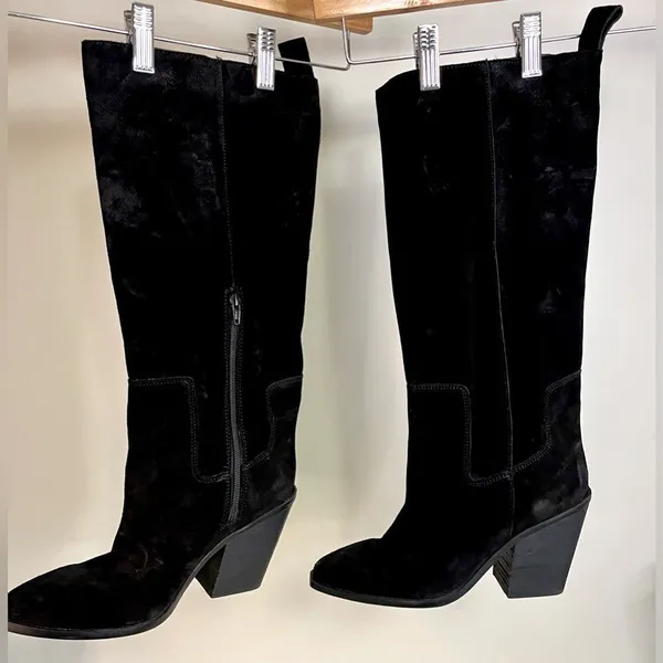 NWOB Steve Madden Western heel black suede boots sz 10 - Image 3
