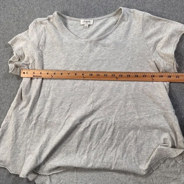 Umgee Short Sleeve Cut Off Tee Shirt Women's Large Linen Blend High Low Top - Image 8