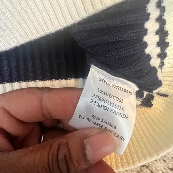 41 Hawthorn Womens‎ Navy Blue Ribbed Knit Striped Hem Mini Skirt Size L WGS10979 - Image 3