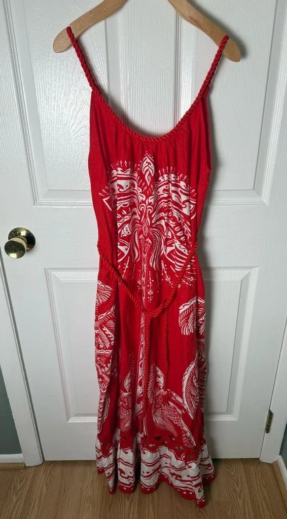 Farm Rio Red Majestic Coconut Tree Maxi Dress S - Image 3