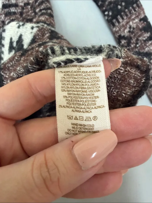 Free People Marled Knit Sweater Tunic in Black, Cream & Brown wool blend - Image 3