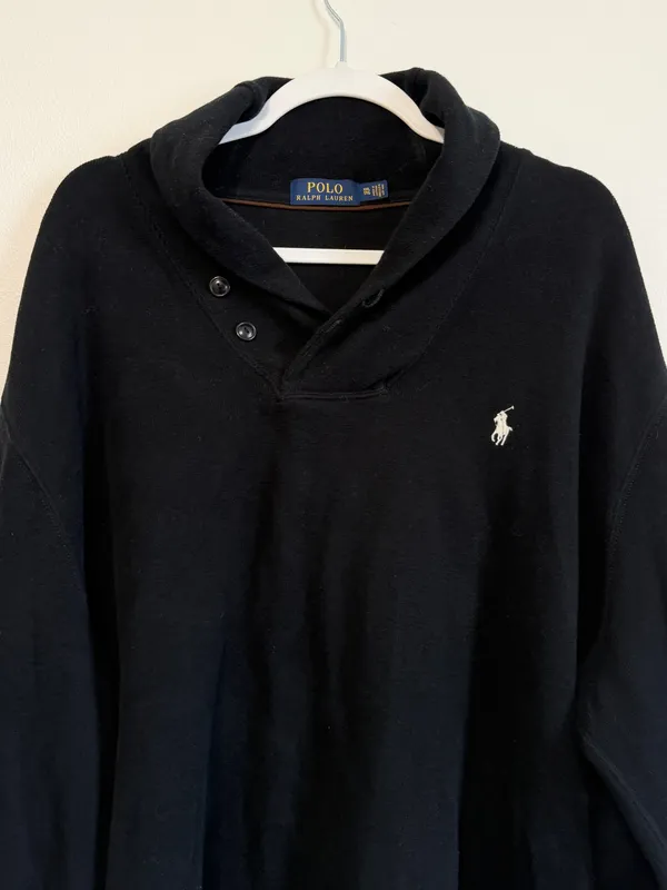 Ralph Lauren Oversized Pullover Sweater XL Shawl-Collar Black - Image 4