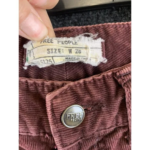 Free People Corduroy Pants Burgundy Wine Skinny Retro Boho Womens Size 28 - Image 3