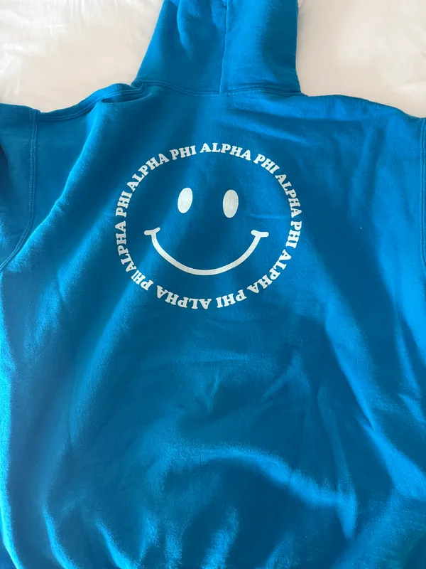 Alpha Phi Alabama Hoodie Blue Size L - Image 3