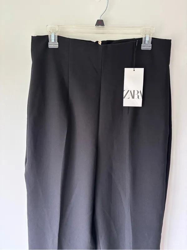 Zara Black High Waisted Wide Leg Trouser Dress Pants Business Professional Work - Image 2