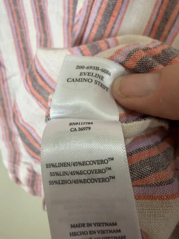 Rails Red Pink Linen Stripe Short Sleeve Blouse Top Size XS - Image 7