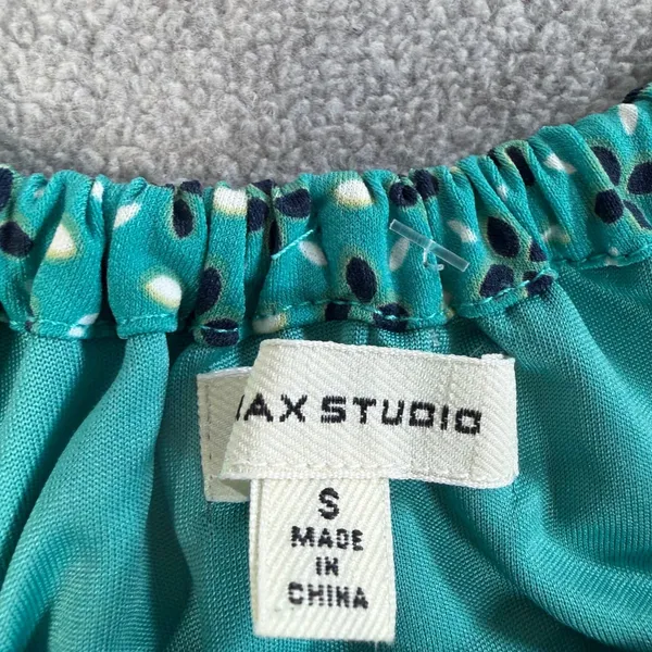 Max Studio Women's Small Halter Neck Shift Dress Teal Green Sleeveless Geometric - Image 3