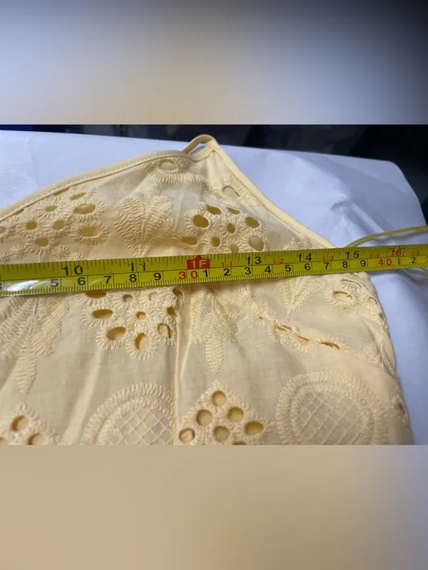 Sam Edelman 100% cotton Tiered Ruffle Cotton Eyelet‎ Yellow Dress Size 2 - Image 8