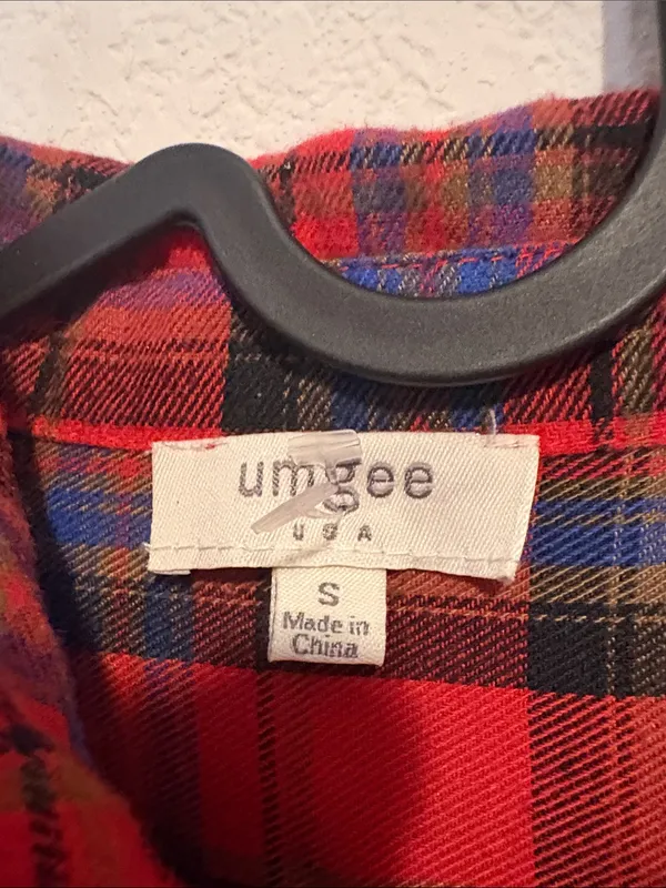 Umgee Red Plaid Long Sleeve button up Shirt Dress small - Image 2