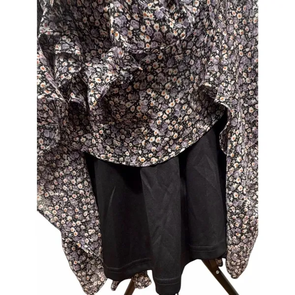 NWT Lulus Women’s Evalina Black Floral Print Mock Neck Midi Dress Size Small - Image 10